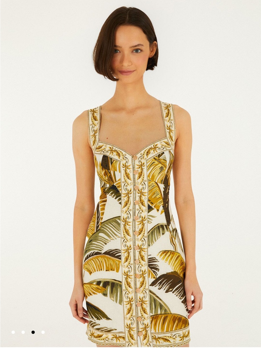 Farm Rio Off-White Trancoso Buttoned Mini Dress - Picture 3 of 11